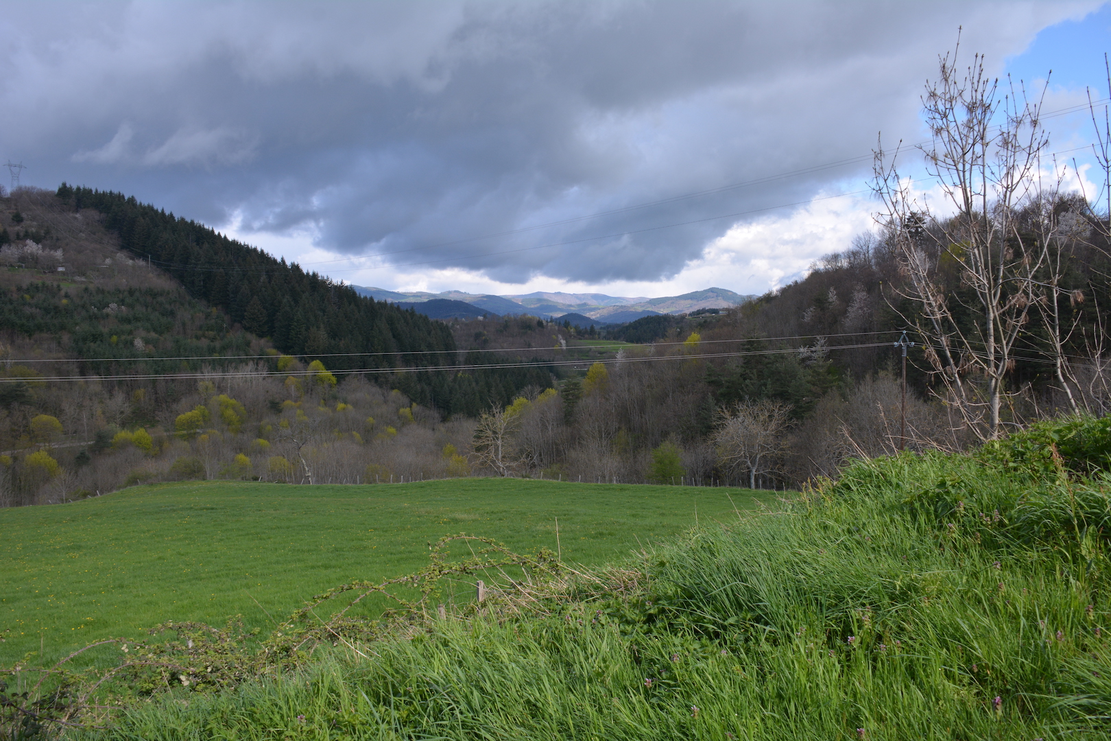 Au lointain à l'Ouest, le plateau ardéchois